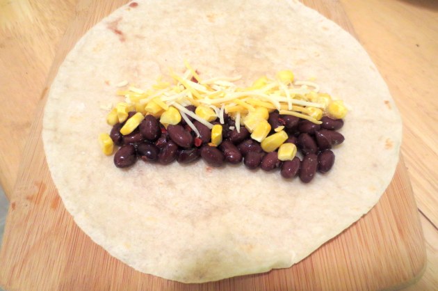 Put your filling about 2/3 of the way on the tortilla
